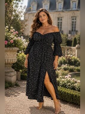 Eloquii Midnight Floral Midi Dress